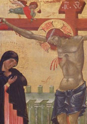 Pittore veneto-bizantino, “Crocifissione e santi” (metà del XIV secolo)
